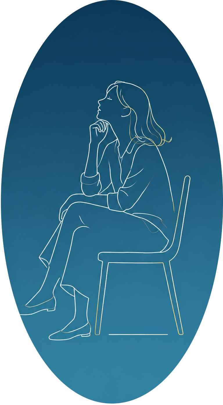 悩んでいる女性のイラスト